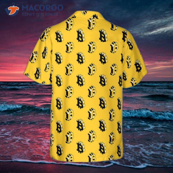 Isometric Bitcoin Cryptocurrency Hawaiian Shirt