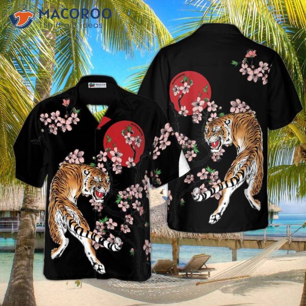 Japanese Tiger Sakura Shirt For Hawaiian
