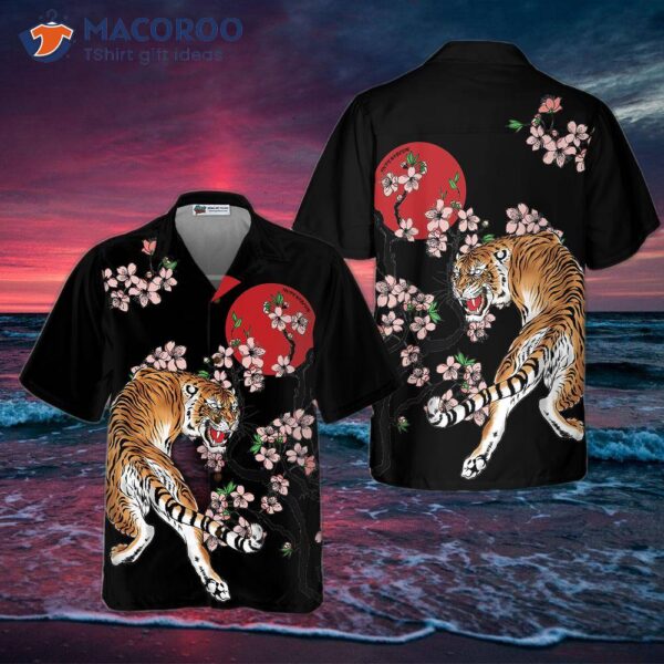 Japanese Tiger Sakura Shirt For Hawaiian