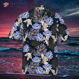 japanese white crane hawaiian shirt 2