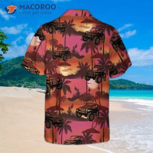 jeep tropical sunset pattern hawaiian shirt retro vibe beach shirt for 1