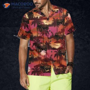 jeep tropical sunset pattern hawaiian shirt retro vibe beach shirt for 3