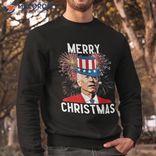 Joe Biden Xmas Merry Christmas For Funny 4th Of July Shirt