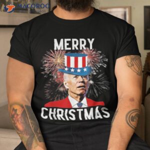 Joe Biden Xmas Merry Christmas For Funny 4th Of July Shirt