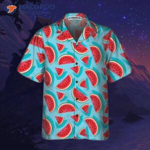 juicy watermelon seamless pattern hawaiian shirt blue print shirt for amp 2