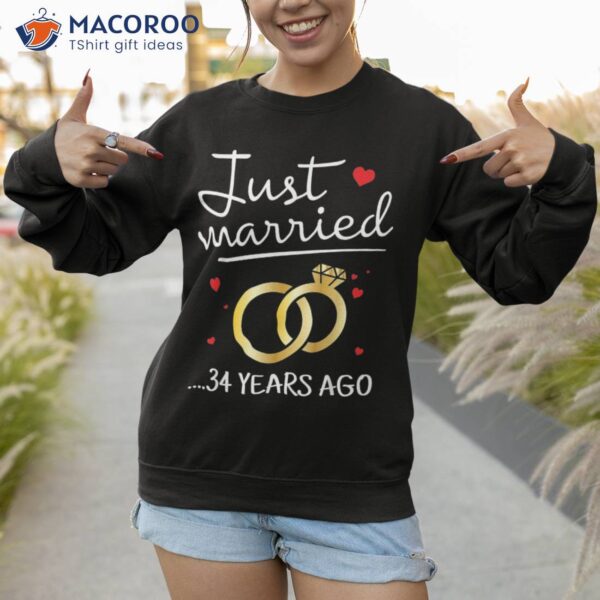 Just Married 34 Years Ago Funny Couple 34th Anniversary Gift Shirt