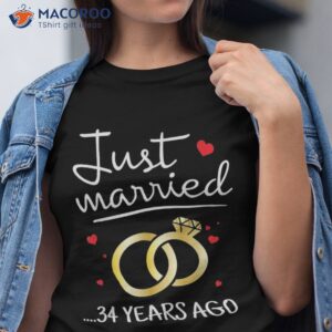 Just Married 34 Years Ago Funny Couple 34th Anniversary Gift Shirt