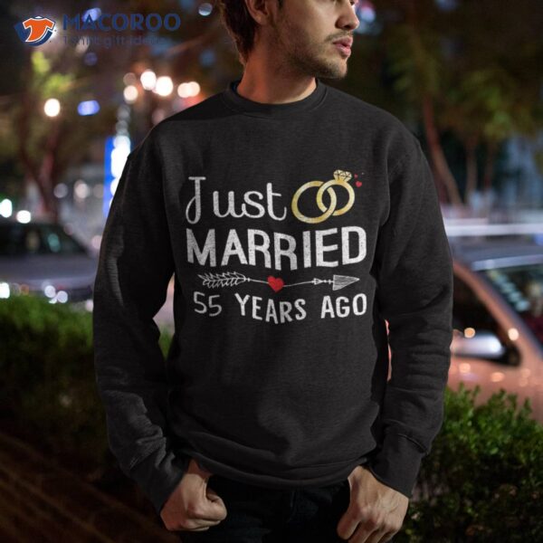 Just Married 55 Years Ago 55th Anniversary Gift For Couple Shirt