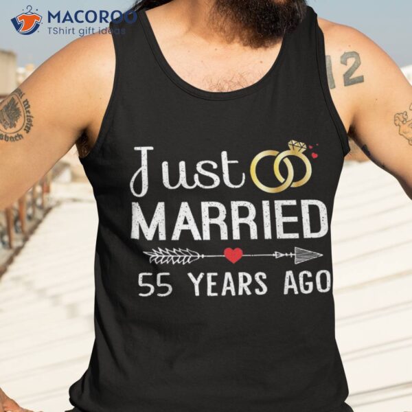 Just Married 55 Years Ago 55th Anniversary Gift For Couple Shirt
