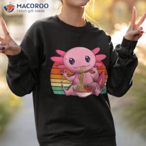 kawaii axolotl eating ra noodles anime gift girls teens shirt sweatshirt 2