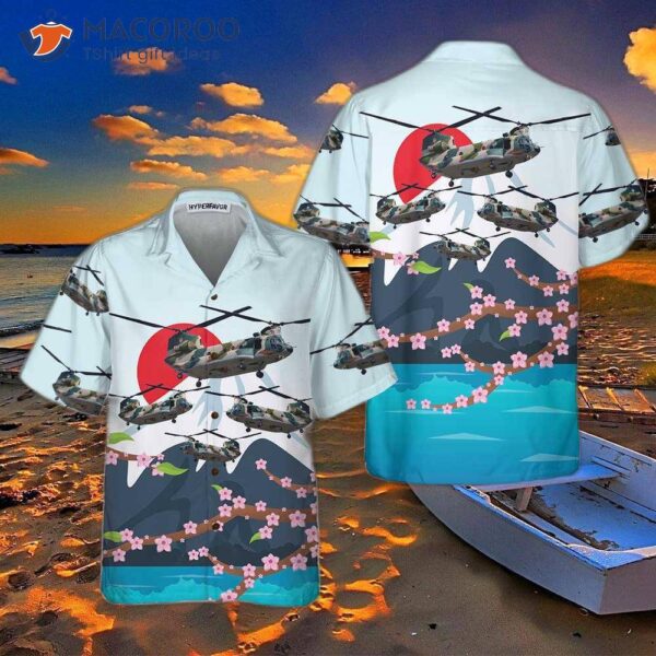 Kawasaki Ch-47j Chinook Helicopter Hawaiian Shirt, Japanese Shirt For