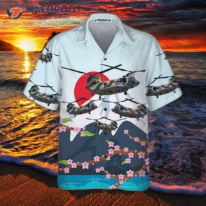 kawasaki ch 47j chinook helicopter hawaiian shirt japanese shirt for 2