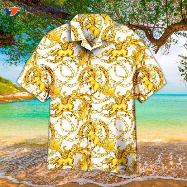 Kentucky Derby Golden Horse Hawaiian Shirt