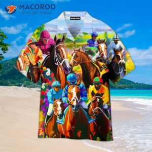 kentucky style horse racing oil painting hawaiian shirts 0