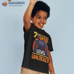 kids 7th grade level unlocked first day of school video game shirt tshirt 3