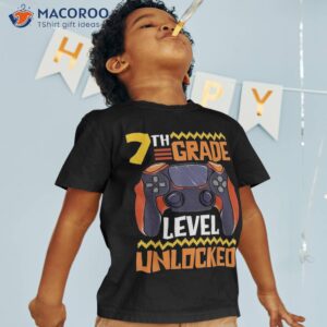 Kids 7th Grade Level Unlocked First Day Of School Video Game Shirt