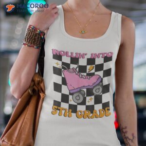 kids rolling into 5th grade groovy pink skate back to school shirt tank top 4