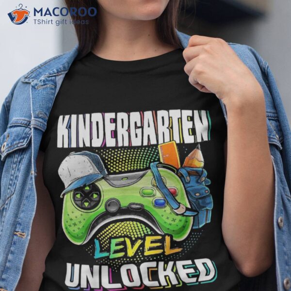 Kindergarten Level Unlocked Video Game Back To School Boys Shirt