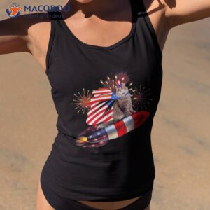 kitty cat 4th of july rocket with fireworks usa patriotic shirt tank top 2