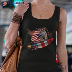 kitty cat 4th of july rocket with fireworks usa patriotic shirt tank top 4