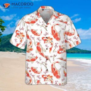 koi fish and cherry blossom hawaiian shirt 1