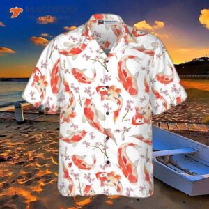 koi fish and cherry blossom hawaiian shirt 2