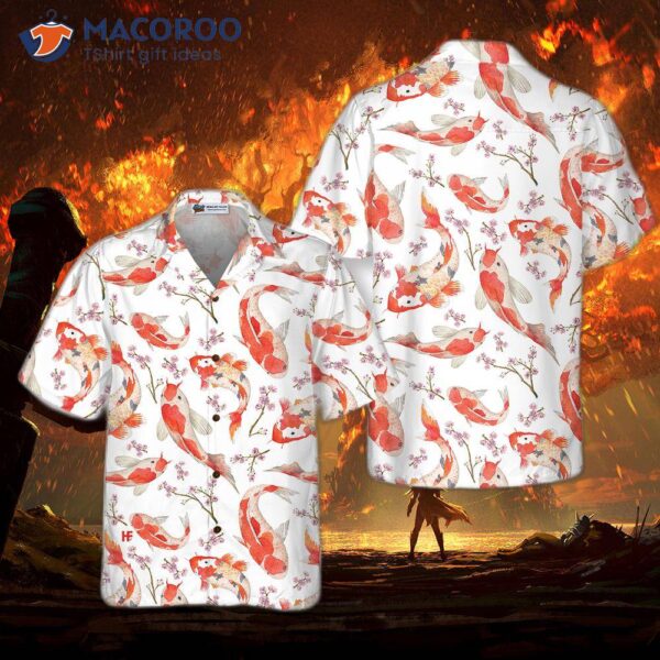 Koi Fish And Cherry Blossom Hawaiian Shirt