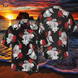 koi fish and flowers hawaiian shirt 0