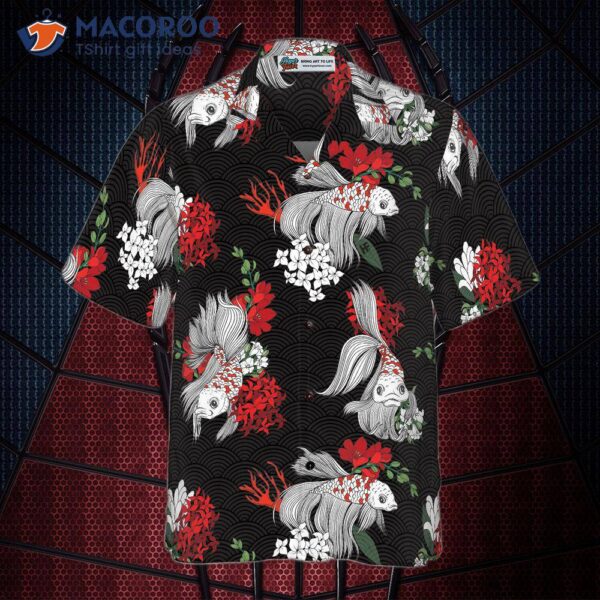 Koi Fish And Flowers Hawaiian Shirt