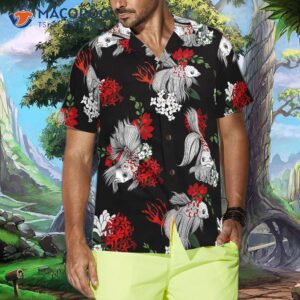 koi fish and flowers hawaiian shirt 3