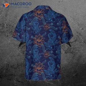 koi fish and lotus hawaiian shirt 1