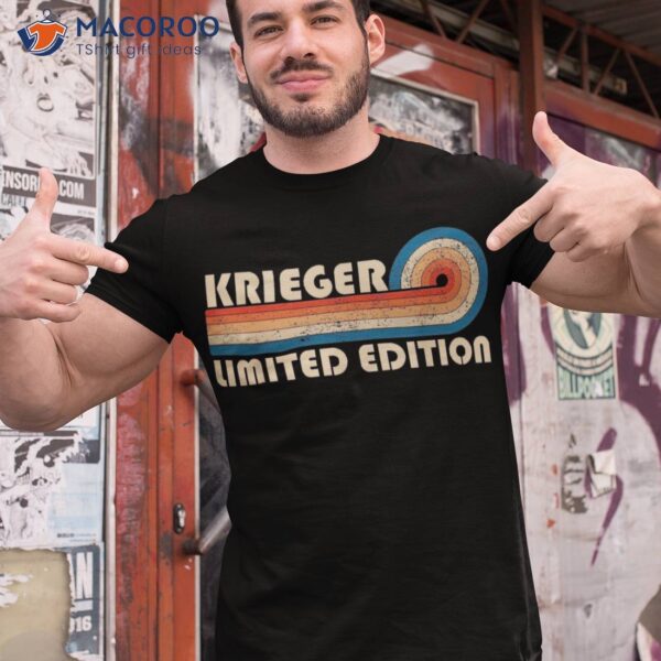 Krieger Surname Retro Vintage 80s 90s Birthday Reunion Shirt