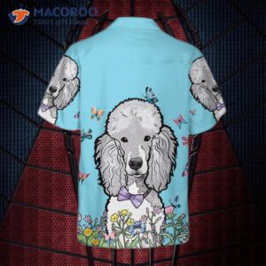 lady poodle and the butterflies hawaiian shirt 0