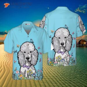 lady poodle and the butterflies hawaiian shirt 2
