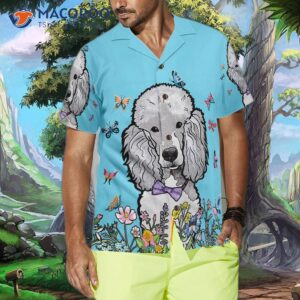 lady poodle and the butterflies hawaiian shirt 3