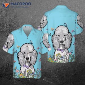 lady poodle and the butterflies hawaiian shirt 4