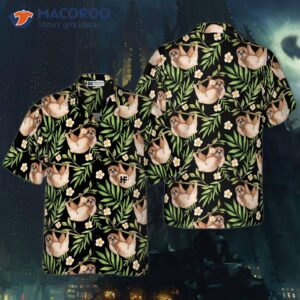 lazy sloths in tropical leaves hawaiian shirt 2
