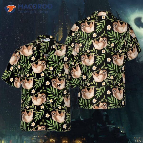 Lazy Sloths In Tropical Leaves Hawaiian Shirt