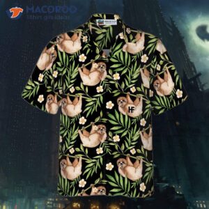 lazy sloths in tropical leaves hawaiian shirt 3