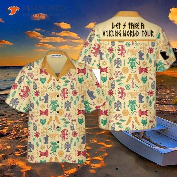 Let’s Take A Viking World Tour With Hawaiian Shirt, Featuring Cool Ancient Pattern.