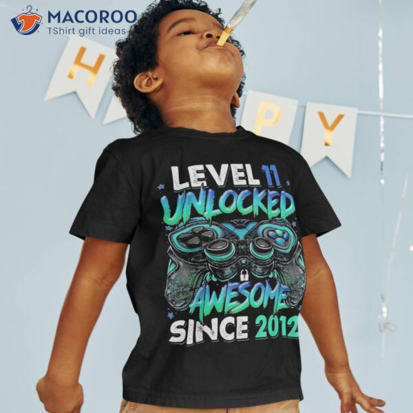 Level 11 Unlocked Awesome Since 2012 11th Birthday Gaming Shirt