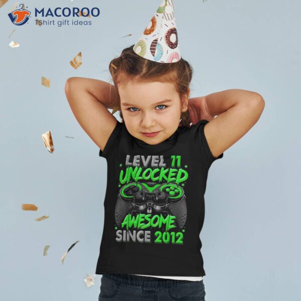 Level 11 Unlocked Awesome Since 2012 11th Birthday Gaming Shirt