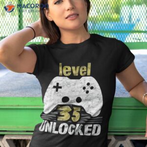 level 35 unlocked 35th birthday year old gift for gamers shirt tshirt 1