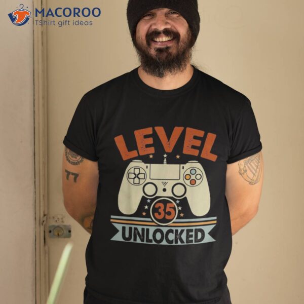 Level 35 Unlocked Shirt Video Gamer 35th Birthday Gifts Boys