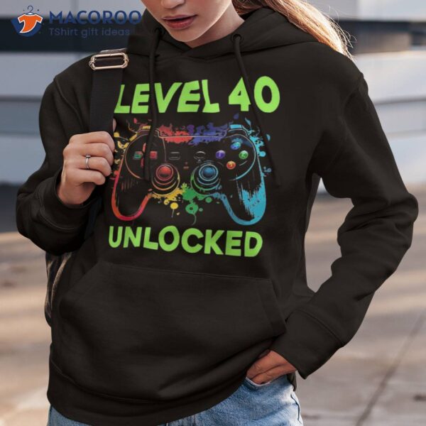 Level 40 Unlocked Gamer 40th Birthday Gifts Year Old Shirt