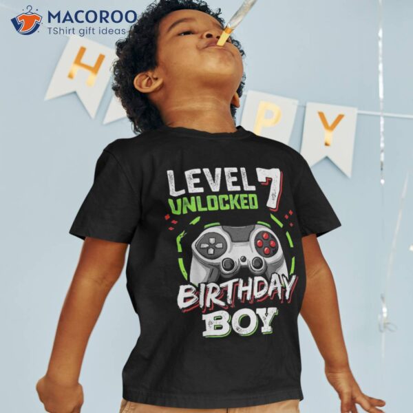 Level 7 Birthday Boy Year Old Video Games Gaming Gift Kids Shirt