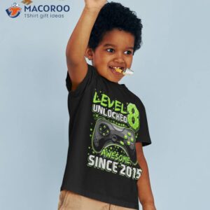 level 8 unlocked awesome 2015 video game 8th birthday boy shirt tshirt 3
