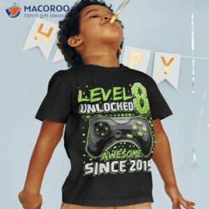 Level 8 Unlocked Awesome 2015 Video Game 8th Birthday Boy Shirt