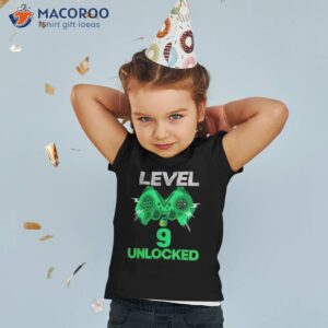 Level 9 Unlocked Birthday Boy Year Old Video Game Gaming Shirt