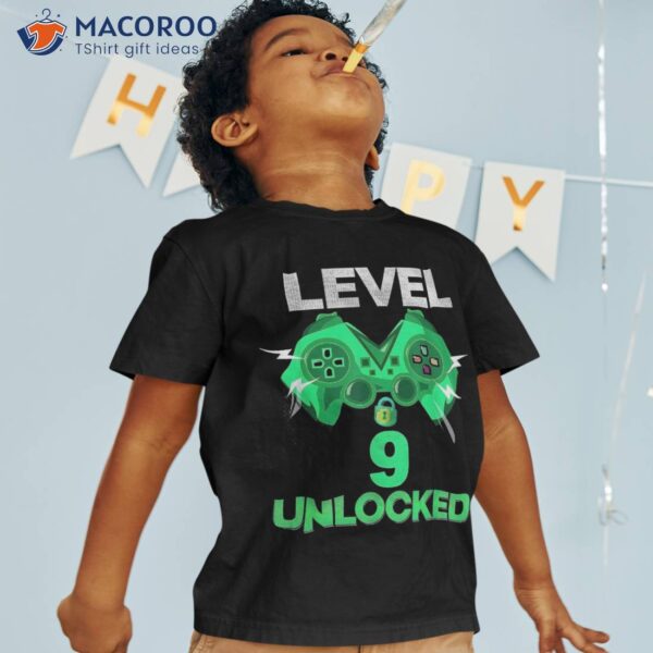 Level 9 Unlocked Birthday Boy Year Old Video Game Gaming Shirt